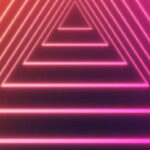 Glowing abstract angle edge triangle pink and orange gradient depth background zoom.